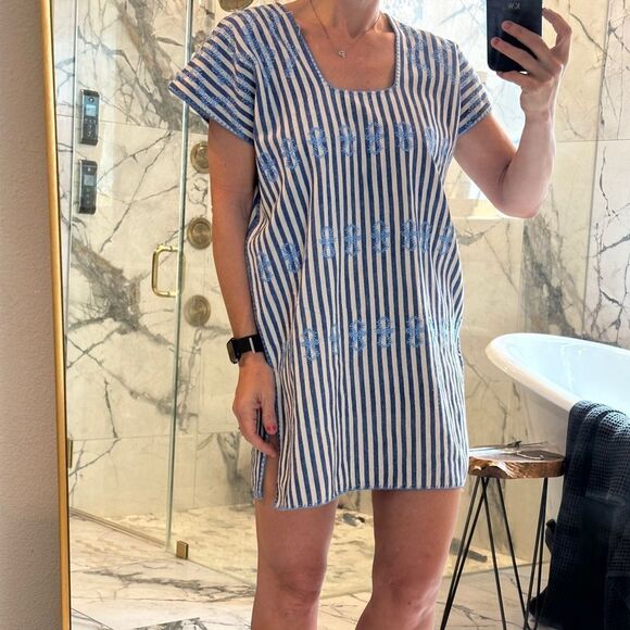 Tuckernuck Blue Striped Mini Sullivan Cover-up Dress size extra small resort - Picture 1 of 13